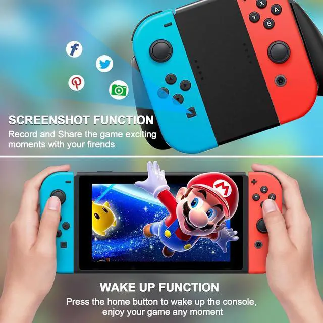 Alt view image 2 of 7 - WERLEO Replacement for Switch Controller Work with Switch/Lite/OLED,Wireless Gamepad Support Dual Vibration,6-Axis Gyro,Wake-up,Motion Controls,Screenshot, L/R Red