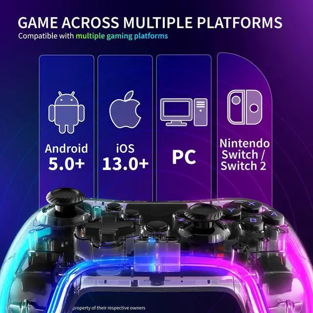 Alt view image 3 of 5 - WERLEO Wireless Bluetooth Gaming Controller with RGB Lights (14 Color Setting) and 4 Level Vibration Function for Switch/Lite/OLED, Android/iOS/PC/Steam/Apple Arcade MFi Games, Switch Pro Controller
