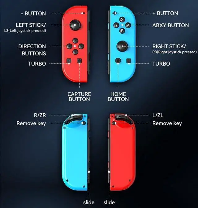 Alt view image 6 of 7 - WERLEO Wireless RGB Gaming Controller for Nintendo Switch/Led/Lite - L/R Switch Controller with Dual Vibration/Wake-up/Motion Control/RGB light Red