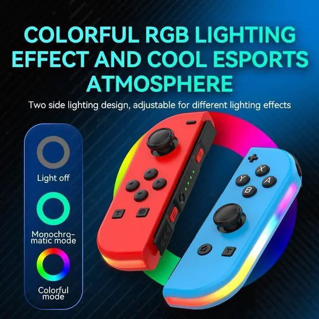 Alt view image 7 of 7 - WERLEO Wireless RGB Gaming Controller for Nintendo Switch/Led/Lite - L/R Switch Controller with Dual Vibration/Wake-up/Motion Control/RGB light Red