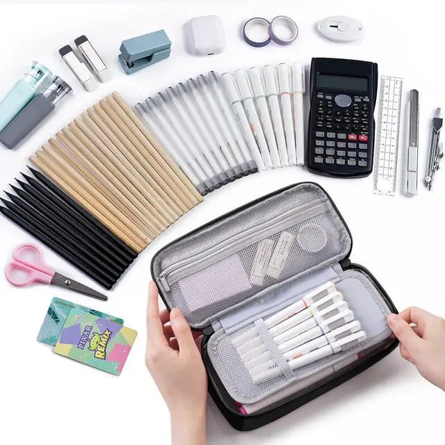 Alt view image 2 of 7 - WERLEO Large Pencil Case, Big Storage Organizer for Stationery, Back - to - School Essential, Teacher Must - have, Big Pencil Pouch Bag, Marker Case School Supplies for College & High School