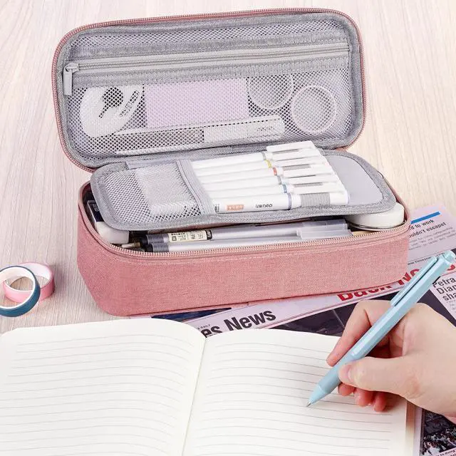 Alt view image 6 of 7 - WERLEO Large Pencil Case, Big Storage Organizer for Stationery, Back - to - School Essential, Teacher Must - have, Big Pencil Pouch Bag, Marker Case School Supplies for College & High School Pink