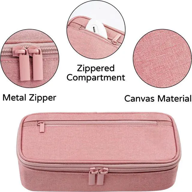 Alt view image 3 of 7 - WERLEO Large Pencil Case, Big Storage Organizer for Stationery, Back - to - School Essential, Teacher Must - have, Big Pencil Pouch Bag, Marker Case School Supplies for College & High School Pink