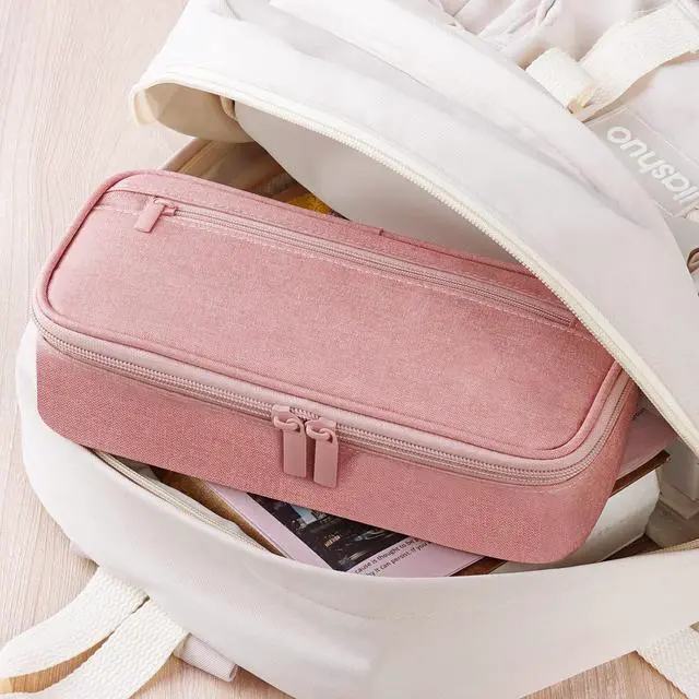 Alt view image 7 of 7 - WERLEO Large Pencil Case, Big Storage Organizer for Stationery, Back - to - School Essential, Teacher Must - have, Big Pencil Pouch Bag, Marker Case School Supplies for College & High School Pink