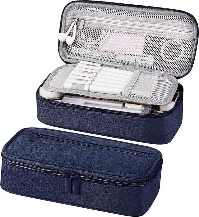 WERLEO Large Pencil Case, Big Storage Organizer for Stationery, Back - to - School Essential, Teacher Must - have, Big Pencil Pouch Bag, Marker Case School Supplies for College & High School Blue