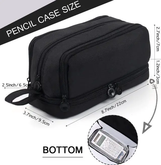 Alt view image 2 of 7 - WERLEO Large Capacity Pencil Case 4 Compartments, Pencil Pouch Bag with Zipper Portable Handle, Pen Case Bag Stationery Organizer for Office College School Adults Teen Girls Boys Men Women