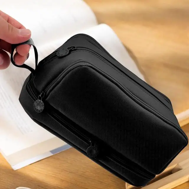 Alt view image 6 of 7 - WERLEO Large Capacity Pencil Case 4 Compartments, Pencil Pouch Bag with Zipper Portable Handle, Pen Case Bag Stationery Organizer for Office College School Adults Teen Girls Boys Men Women