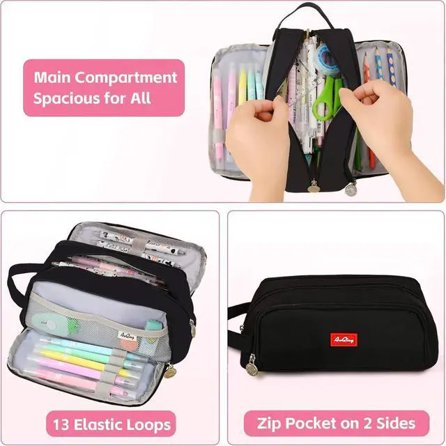 Alt view image 3 of 7 - WERLEO Large Pencil Pouch Pen Case Pencils Box Holder Bag for Boys Teen Girls Office Writing Stationery Back to School Supplies Bags Big Capacity Pens Organizer for Adults and Students