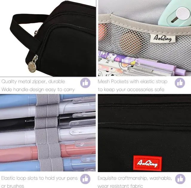 Alt view image 4 of 7 - WERLEO Large Pencil Pouch Pen Case Pencils Box Holder Bag for Boys Teen Girls Office Writing Stationery Back to School Supplies Bags Big Capacity Pens Organizer for Adults and Students