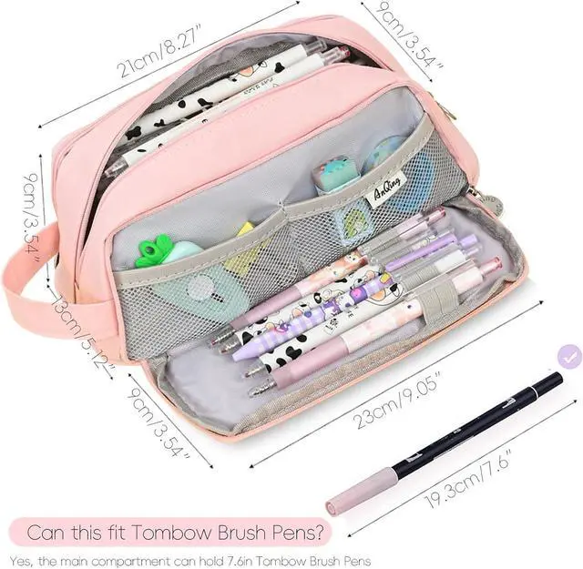 Alt view image 6 of 7 - WERLEO Large Pencil Pouch Pen Case Pencils Box Holder Bag for Boys Teen Girls Office Writing Stationery Back to School Supplies Bags Big Capacity Pens Organizer for Adults and Students Pink