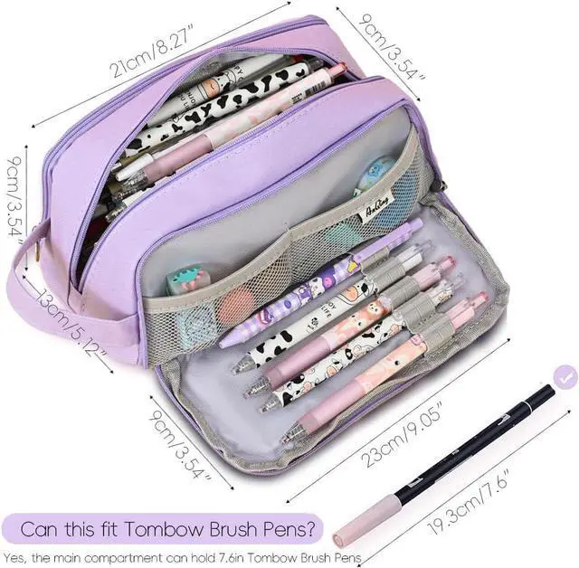 Alt view image 4 of 7 - WERLEO Large Pencil Pouch Pen Case Pencils Box Holder Bag for Boys Teen Girls Office Writing Stationery Back to School Supplies Bags Big Capacity Pens Organizer for Adults and Students Purple