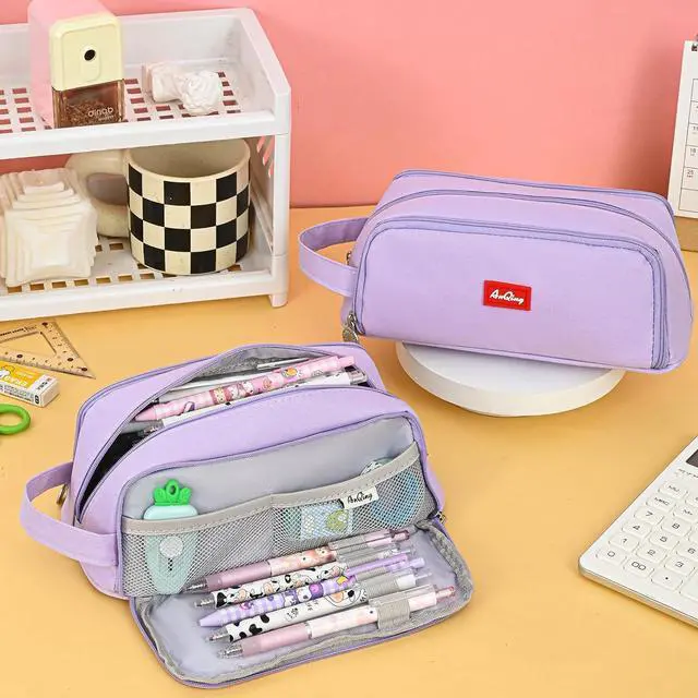 Alt view image 6 of 7 - WERLEO Large Pencil Pouch Pen Case Pencils Box Holder Bag for Boys Teen Girls Office Writing Stationery Back to School Supplies Bags Big Capacity Pens Organizer for Adults and Students Purple