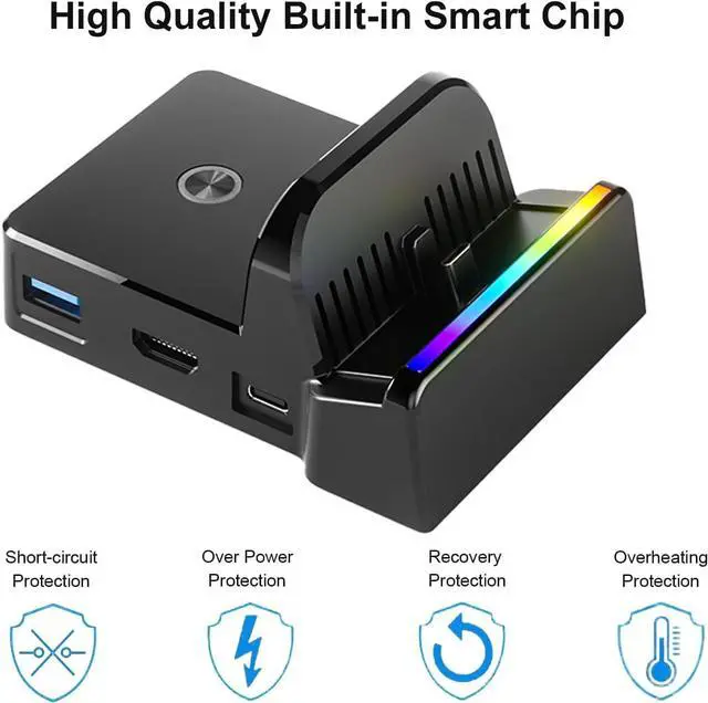 Alt view image 2 of 7 - WERLEO Portable TV Dock for Nintendo Switch/Switch OLED/Switch 2 Replacement, Black 4K HDMI Adapter with HDMI & USB 3.0/2.0 Ports/Type-C Port