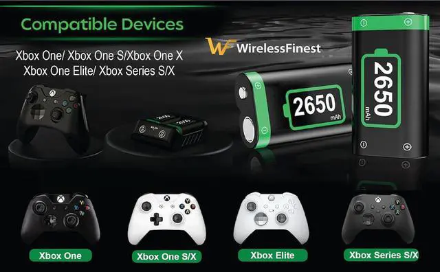 Alt view image 6 of 7 - WERLEO 2X Fast Charge Battery Pack For Xbox Controllers, 2x 2650mAh Rechargeable Battery + Fast Charger Station for Xbox One/Series X/Series S/Xbox One X|S/Xbox One Elite Wireless Controller