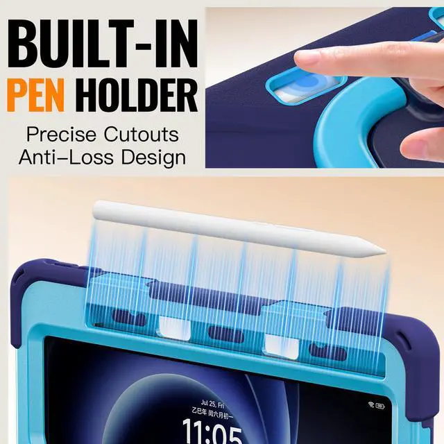 Alt view image 4 of 7 - WERLEO Case for Xiaomi Redmi K Pad 8.8 Inch 2025 Shockproof Cover with 360 Rotating Stand Hand Strap Shoulder Strap Pencil Holder Navy Blue