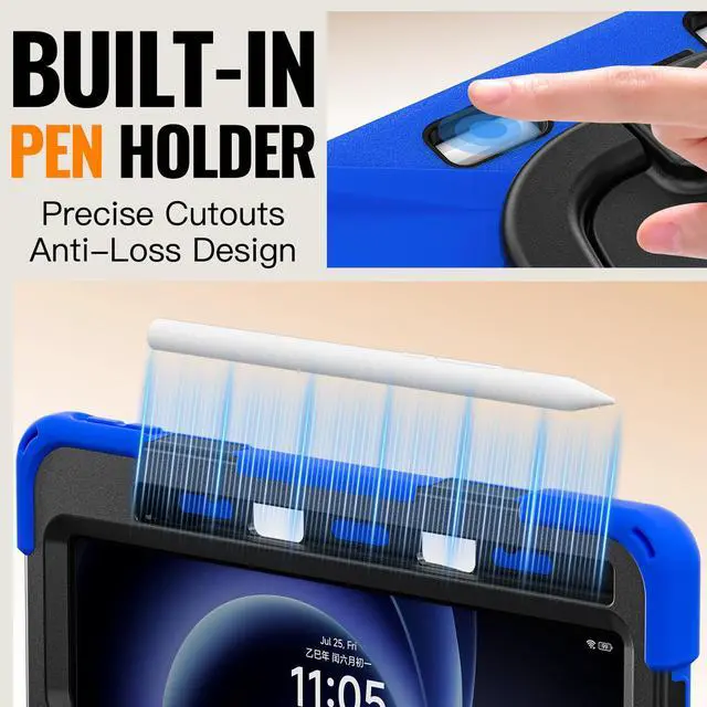 Alt view image 3 of 7 - WERLEO Case for Xiaomi Redmi K Pad 8.8 Inch 2025 Shockproof Cover with 360 Rotating Stand Hand Strap Shoulder Strap Pencil Holder Blue