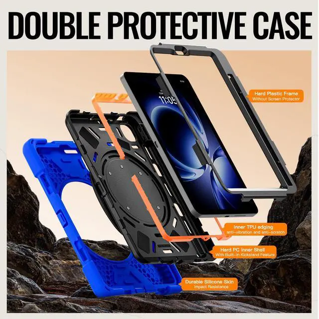 Alt view image 7 of 7 - WERLEO Case for Xiaomi Redmi K Pad 8.8 Inch 2025 Shockproof Cover with 360 Rotating Stand Hand Strap Shoulder Strap Pencil Holder Blue