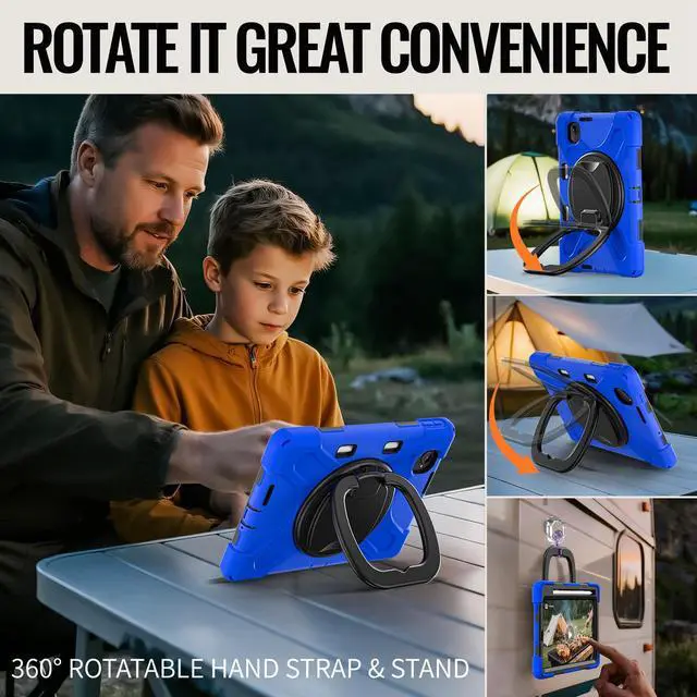 Alt view image 2 of 7 - WERLEO Case for Xiaomi Redmi K Pad 8.8 Inch 2025 Shockproof Cover with 360 Rotating Stand Hand Strap Shoulder Strap Pencil Holder Blue