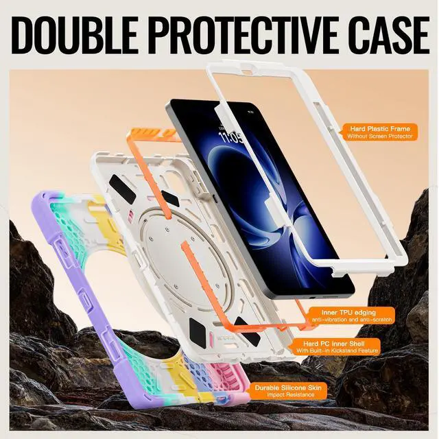Alt view image 7 of 7 - WERLEO Case for Xiaomi Redmi K Pad 8.8 Inch 2025 Shockproof Cover with 360 Rotating Stand Hand Strap Shoulder Strap Pencil Holder Pink