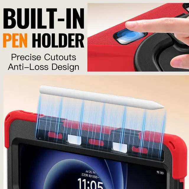 Alt view image 3 of 7 - WERLEO Case for Xiaomi Redmi K Pad 8.8 Inch 2025 Shockproof Cover with 360 Rotating Stand Hand Strap Shoulder Strap Pencil Holder Red