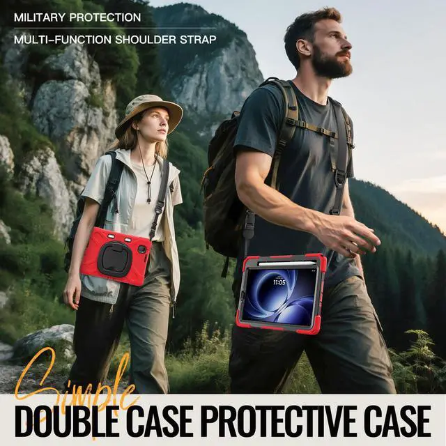 Alt view image 5 of 7 - WERLEO Case for Xiaomi Redmi K Pad 8.8 Inch 2025 Shockproof Cover with 360 Rotating Stand Hand Strap Shoulder Strap Pencil Holder Red