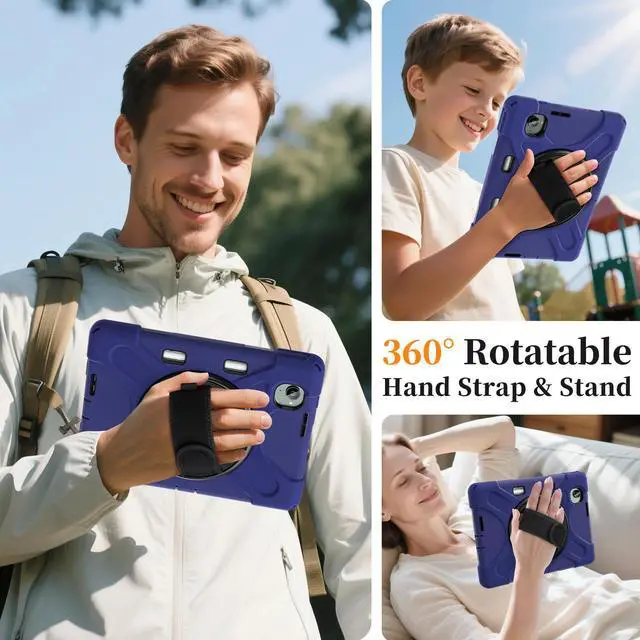 Alt view image 4 of 7 - WERLEO Case for Xiaomi Redmi K Pad 8.8 Inch 2025 Shockproof Cover with Built-in Screen Protector 360 Rotate Stand Hand Strap Shoulder Strap Pencil Holder Navy Blue