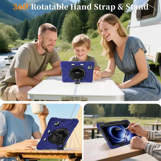 Alt view image 3 of 7 - WERLEO Case for Xiaomi Redmi K Pad 8.8 Inch 2025 Shockproof Cover with Built-in Screen Protector 360 Rotate Stand Hand Strap Shoulder Strap Pencil Holder Navy Blue