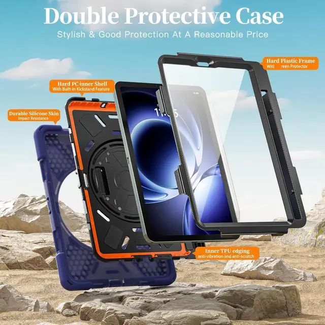 Alt view image 6 of 7 - WERLEO Case for Xiaomi Redmi K Pad 8.8 Inch 2025 Shockproof Cover with Built-in Screen Protector 360 Rotate Stand Hand Strap Shoulder Strap Pencil Holder Navy Blue