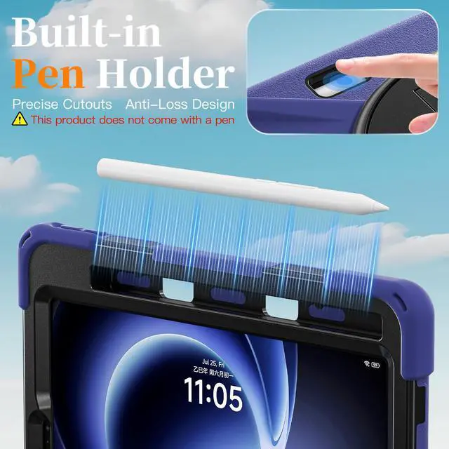 Alt view image 5 of 7 - WERLEO Case for Xiaomi Redmi K Pad 8.8 Inch 2025 Shockproof Cover with Built-in Screen Protector 360 Rotate Stand Hand Strap Shoulder Strap Pencil Holder Navy Blue