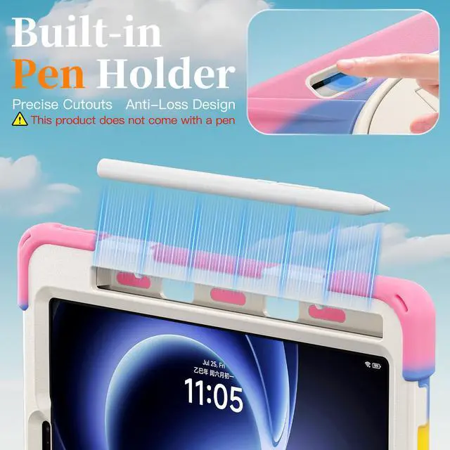 Alt view image 2 of 7 - WERLEO Case for Xiaomi Redmi K Pad 8.8 Inch 2025 Shockproof Cover with Built-in Screen Protector 360 Rotate Stand Hand Strap Shoulder Strap Pencil Holder Pink