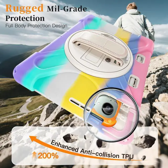 Alt view image 3 of 7 - WERLEO Case for Xiaomi Redmi K Pad 8.8 Inch 2025 Shockproof Cover with Built-in Screen Protector 360 Rotate Stand Hand Strap Shoulder Strap Pencil Holder Pink