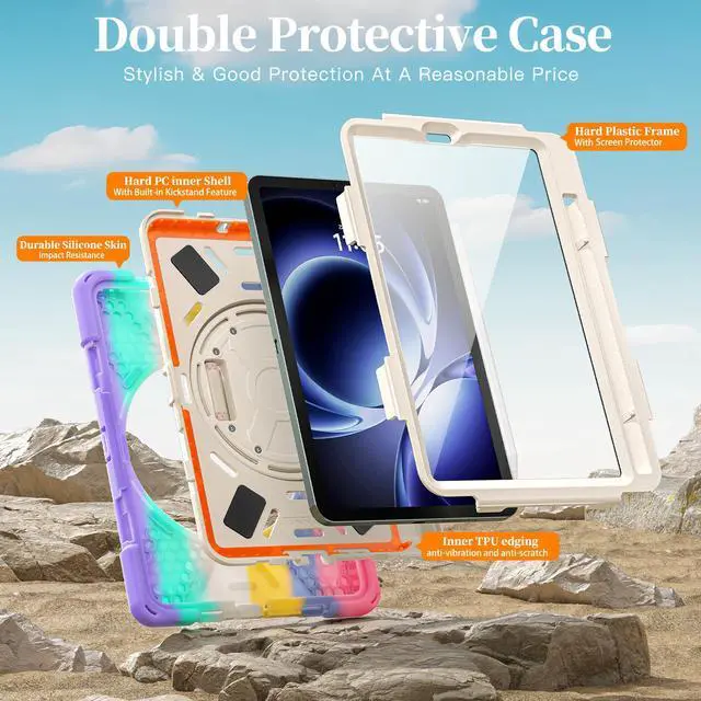 Alt view image 4 of 7 - WERLEO Case for Xiaomi Redmi K Pad 8.8 Inch 2025 Shockproof Cover with Built-in Screen Protector 360 Rotate Stand Hand Strap Shoulder Strap Pencil Holder Pink