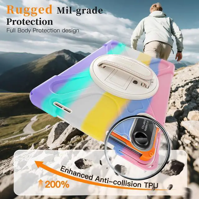 Alt view image 2 of 7 - WERLEO Case for Xiaomi Pad 7S Pro 12.5 inch 2025 Shockproof Cover with Built-in Screen Protector 360 Rotate Stand Hand Strap Shoulder Strap Pencil Holder Pink