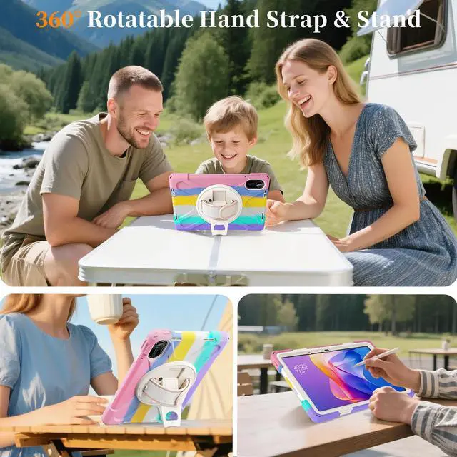 Alt view image 6 of 7 - WERLEO Case for Xiaomi Pad 7S Pro 12.5 inch 2025 Shockproof Cover with Built-in Screen Protector 360 Rotate Stand Hand Strap Shoulder Strap Pencil Holder Pink