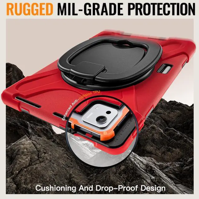 Alt view image 2 of 7 - WERLEO Case for Xiaomi Pad 7S Pro 12.5 inch 2025 with Pencil Holder Screen Protector/Swivel Stand/Hand Strap/Shoulder Strap, Heavy Duty Protective Tablet Cover Red