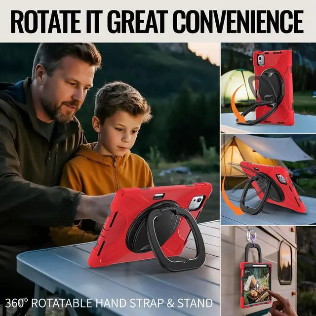 Alt view image 3 of 7 - WERLEO Case for Xiaomi Pad 7S Pro 12.5 inch 2025 with Pencil Holder Screen Protector/Swivel Stand/Hand Strap/Shoulder Strap, Heavy Duty Protective Tablet Cover Red