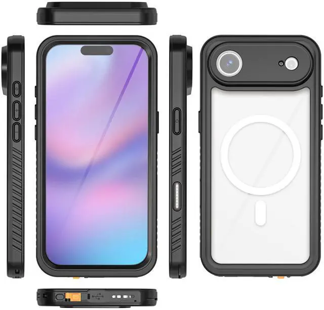 Alt view image 7 of 7 - WERLEO For iPhone 17 Air Case Waterproof, Compatible with MagSafe Built-in Screen & Camera Protector Camera Control Button IP68 Underwater Full Body Military Dropproof Shockproof Phone Cover