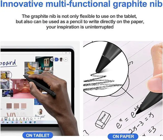 Alt view image 4 of 6 - Slim Pen 2 for Microsoft Surface with 4096 Pressure, Eraser & Right-Click, Palm Rejection,Graphite Nib,for Surface Pro 12/11/10/9/8/7/6/5/4/X,Surface Go 4/3/2,Book 3/2/1,Laptop1-6,Surface Studio 2+/2