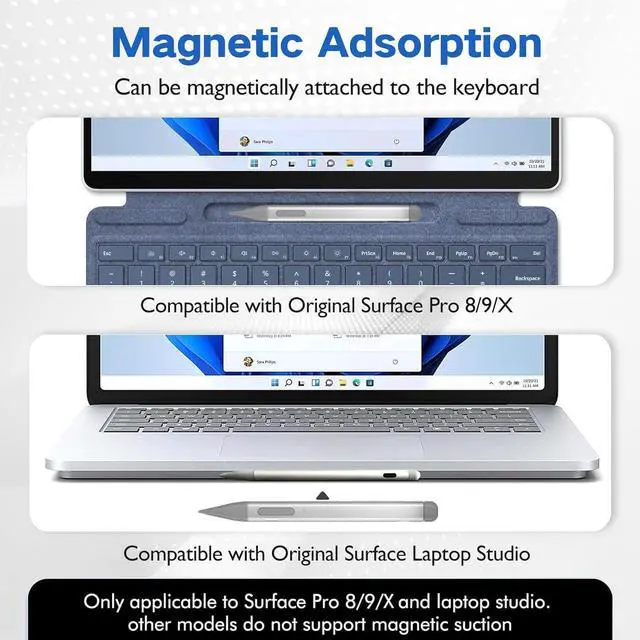 Alt view image 2 of 7 - Slim Pen 2 for Microsoft Surface with 4096 Pressure, Eraser & Right-Click, Palm Rejection,Graphite Nib,for Surface Pro 12/11/10/9/8/7/6/5/4/X,Surface Go 4/3/2,Book 3/2/1,Laptop1-6,Surface Studio 2+/2
