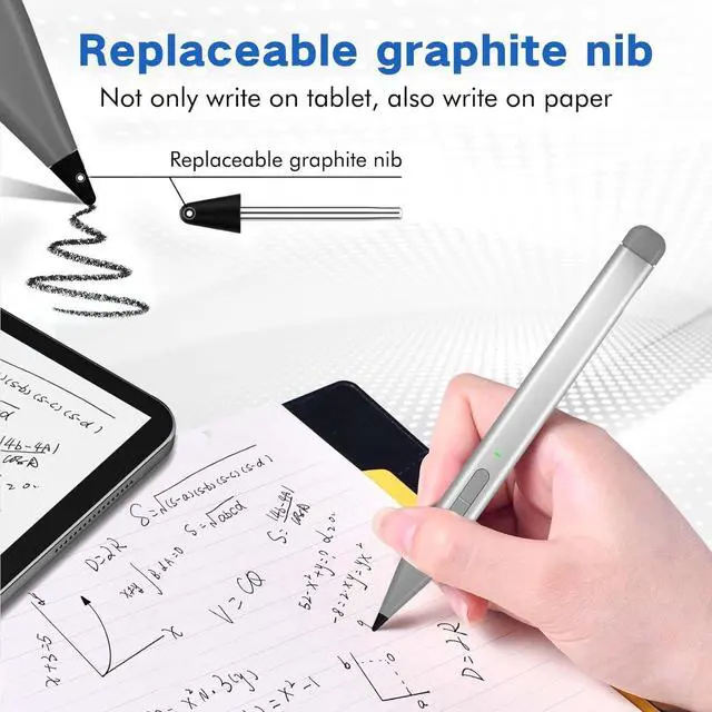 Alt view image 5 of 7 - Slim Pen 2 for Microsoft Surface with 4096 Pressure, Eraser & Right-Click, Palm Rejection,Graphite Nib,for Surface Pro 12/11/10/9/8/7/6/5/4/X,Surface Go 4/3/2,Book 3/2/1,Laptop1-6,Surface Studio 2+/2