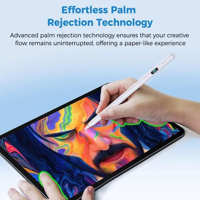 Alt view image 3 of 7 - WERLEO iPad Stylus Pencil (5 Extra Tips) with Magnetic Attachment,USB-C Faster Charge,Tilt Sensitivity Palm Rejection,Compatible with2018-2025 iPad ProM4/12.9/11,Air M3/M2/3/4/5,iPad6-11,Mini5/6/7Gen