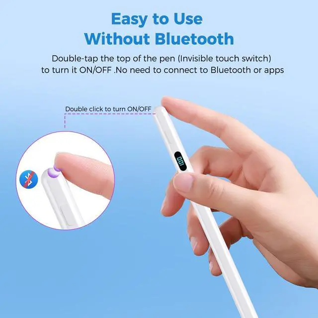 Alt view image 2 of 7 - WERLEO iPad Stylus Pencil (5 Extra Tips) with Magnetic Attachment,USB-C Faster Charge,Tilt Sensitivity Palm Rejection,Compatible with2018-2025 iPad ProM4/12.9/11,Air M3/M2/3/4/5,iPad6-11,Mini5/6/7Gen