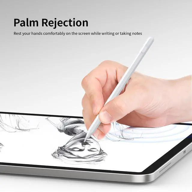Alt view image 7 of 7 - WERLEO Findmy Stylus Pen for Apple iPad Pencil, USB-C Fast Charge for iPad Pen with Shortcuts/Tilt Sensitivity, Work 2018-2025 iPad 6/7/8/9/10/A16 & Air 3/4/5/M2, Mini 5/6/7 & Pro 11"/12.9"/M4, White