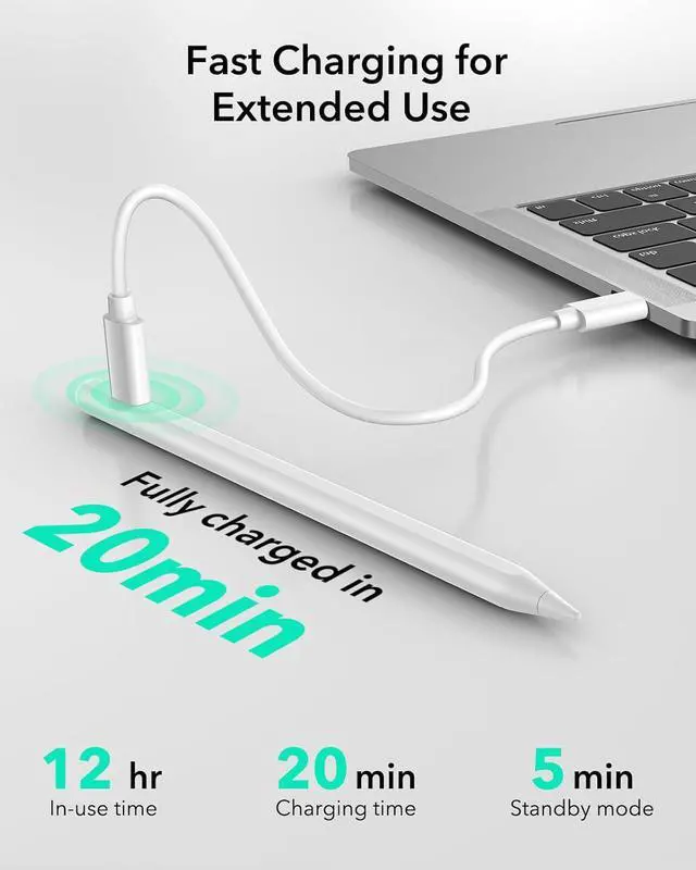 Alt view image 5 of 7 - WERLEO Digital Findmy Stylus Pen Findmy Pencil Findmy for iPad 2018-2025 with Easy Shortcuts for Apple iPad A16/10/9/8 & Air 13/11 & Pro 12.9/13/11 & Mini 7/6/5,White (No Wireless Charging)