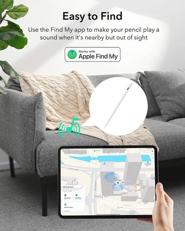 Alt view image 2 of 7 - WERLEO Digital Findmy Stylus Pen Findmy Pencil Findmy for iPad 2018-2025 with Easy Shortcuts for Apple iPad A16/10/9/8 & Air 13/11 & Pro 12.9/13/11 & Mini 7/6/5,White (No Wireless Charging)