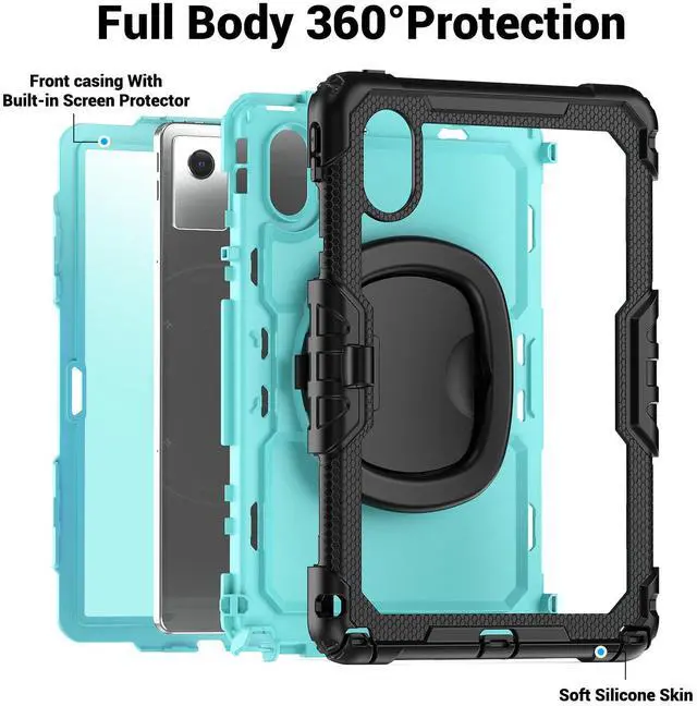 Alt view image 6 of 7 - WERLEO Case for Lenovo Idea Tab 11 inch 2025/Tab K11 Gen 2 11"/Lenovo Tab M11/ K11 LTE 11'' 2024 Shockproof Cover with Screen Protector/Pen Holder/Rotating Hand Strap/Stand Light Blue