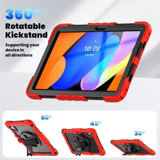 Alt view image 4 of 7 - WERLEO Case for Lenovo Idea Tab 11 inch 2025/Tab K11 Gen 2 11" 2025/Lenovo Tab M11/ K11 LTE 11'' 2024 Shockproof Cover with Screen Protector/Pencil Holder/Rotating Hand Strap/Stand/Stylus Pen Red
