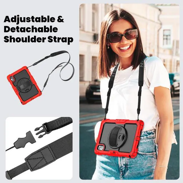 Alt view image 7 of 7 - WERLEO Case for Lenovo Idea Tab 11 inch 2025/Tab K11 Gen 2 11" 2025/Lenovo Tab M11/ K11 LTE 11'' 2024 Shockproof Cover with Screen Protector/Pencil Holder/Rotating Hand Strap/Stand/Stylus Pen Red