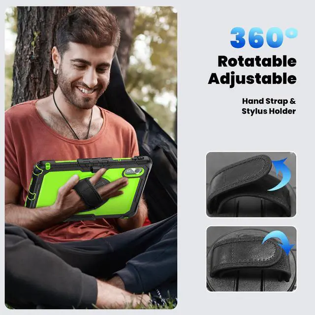 Alt view image 5 of 7 - WERLEO Case for Lenovo Idea Tab 11 inch 2025/Tab K11 Gen 2 11" 2025/Lenovo Tab M11/ K11 LTE 11'' 2024 Shockproof Cover with Screen Protector/Pencil Holder/Rotating Hand Strap/Stand/Stylus Pen Green