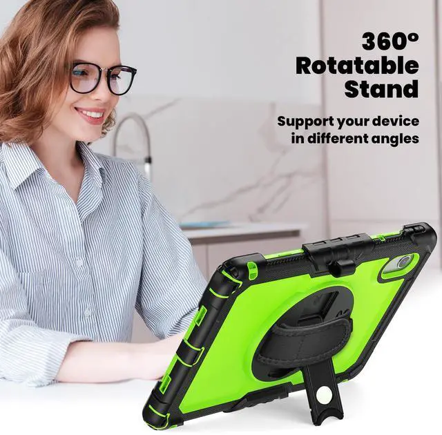 Alt view image 3 of 7 - WERLEO Case for Lenovo Idea Tab 11 inch 2025/Tab K11 Gen 2 11" 2025/Lenovo Tab M11/ K11 LTE 11'' 2024 Shockproof Cover with Screen Protector/Pencil Holder/Rotating Hand Strap/Stand/Stylus Pen Green